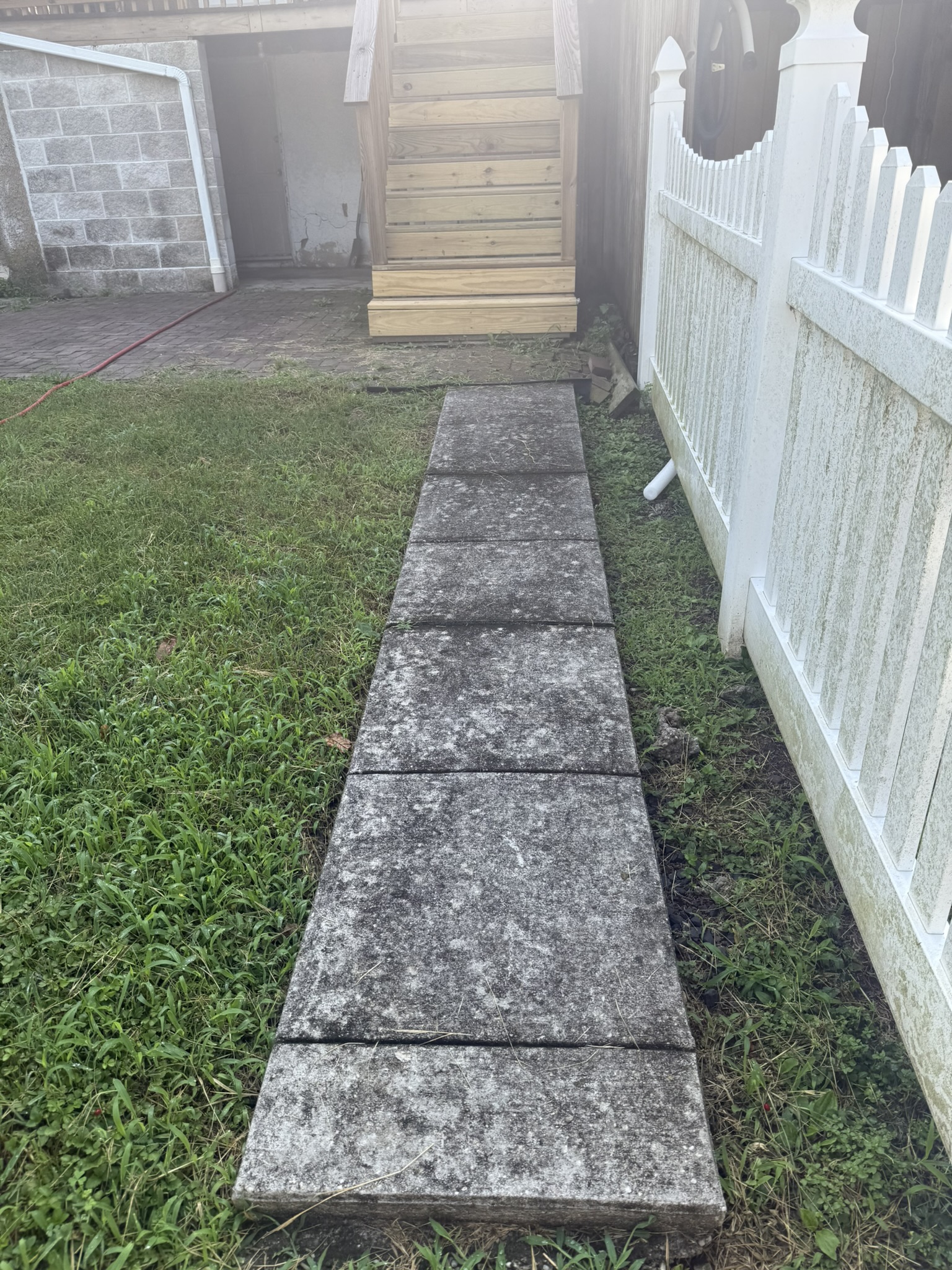 Walkway before pressure washing