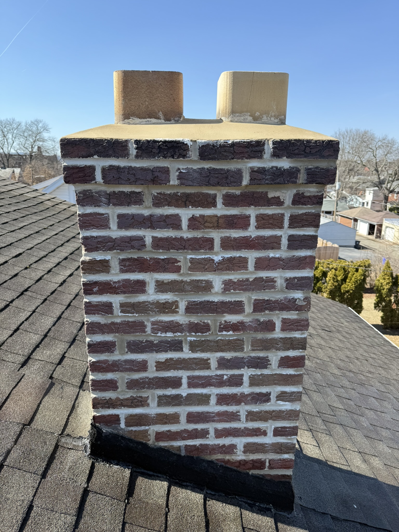 Brick section after repointing